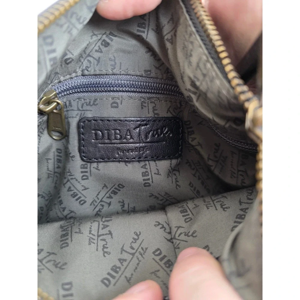Diba True Black Leather Crossbody Bag‎ Ring Detail Tassel Adjustable Strap